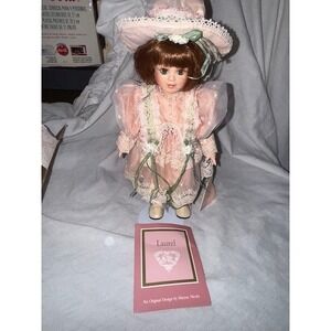 Maryse Nicole Laurel Porcelain Doll Pink Dress Hat Stand Included Collectible